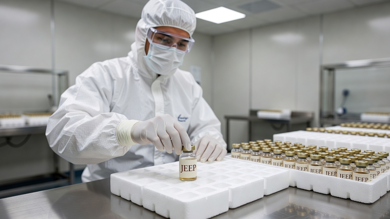 JEEP staff packaging vials for shipment